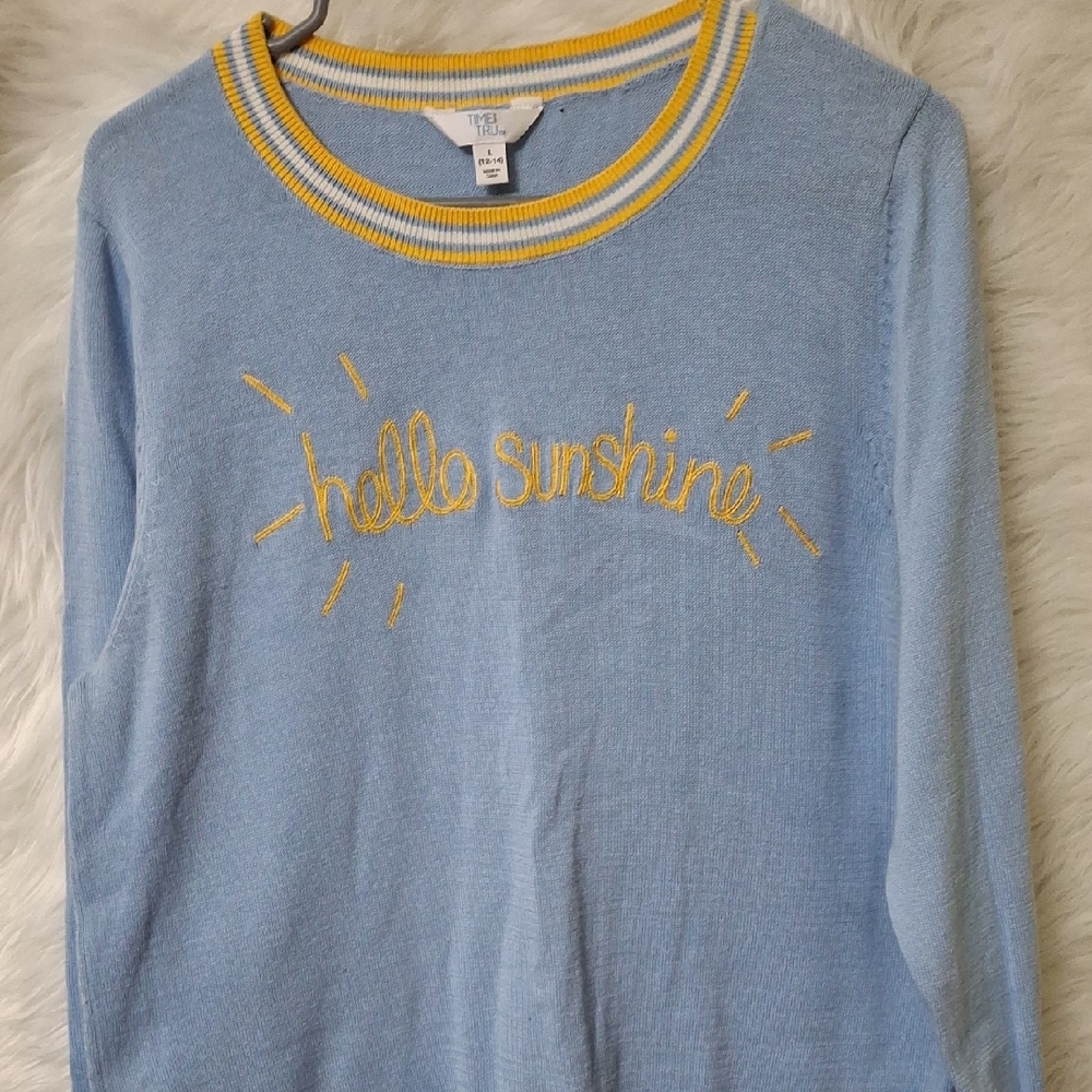 Time And TrueLight Blue and Yellow Crew Neck Sweater